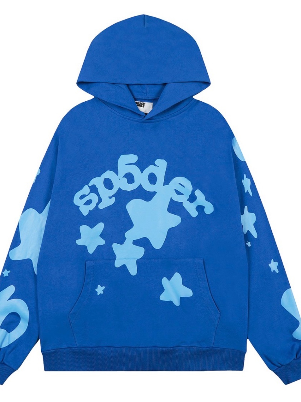 Blue Graphic Hooded Sweatshirt with Light Blue Star Print